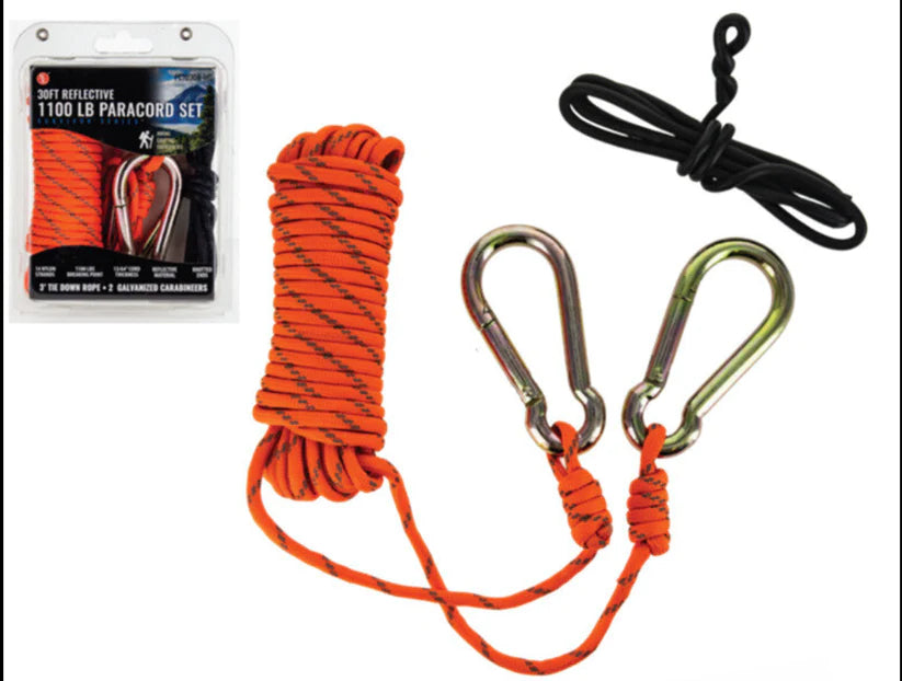 30' Orange Reflective 1100 Lbs Paracord set