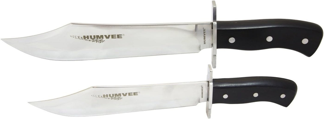Bowie Knife Set with Mirror Polished Stainless Steel Blades and Black Pakawood Handles