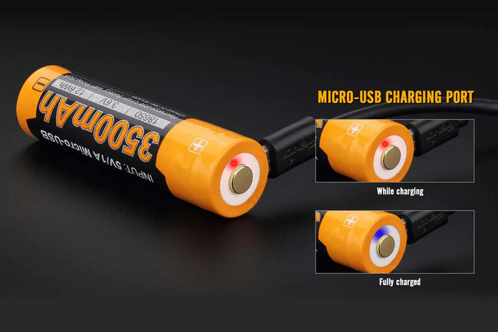 3500 mAh 18650 with Charging Port Built In