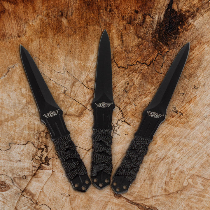 UZI Throwing Knives Fixed Blade set of 3 - Stainless Steel