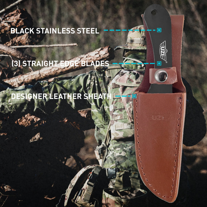 3 Pack Throwing Knives with Leather Sheath