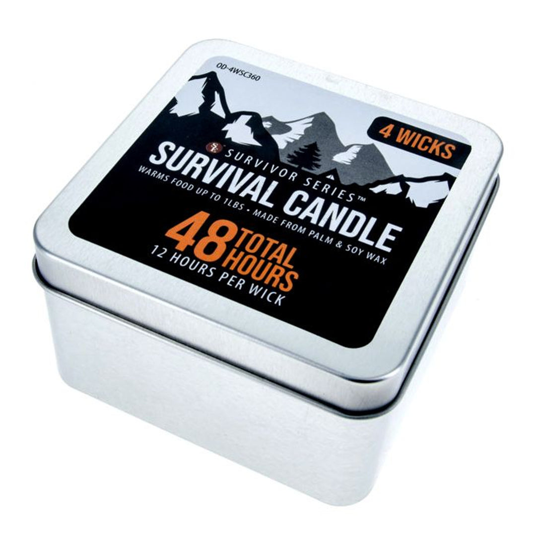 48 Hour Survival Candle 4 Wicks in Tin Box, Burns 12 Hours Per Wick