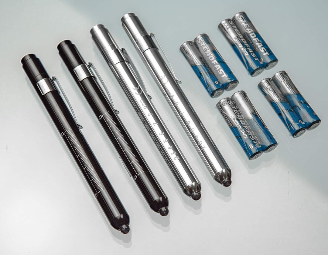 Medical Pen Light with Pupil Gauge, Batteries Included (4 Pack)