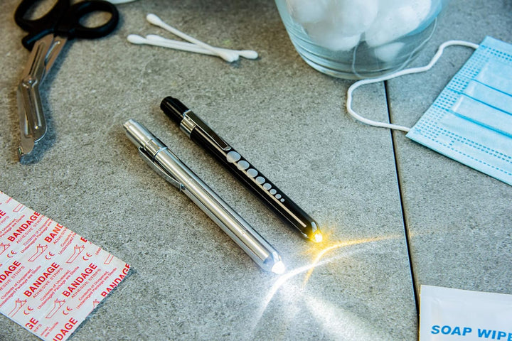 Medical Pen Light with Pupil Gauge, Batteries Included (4 Pack)