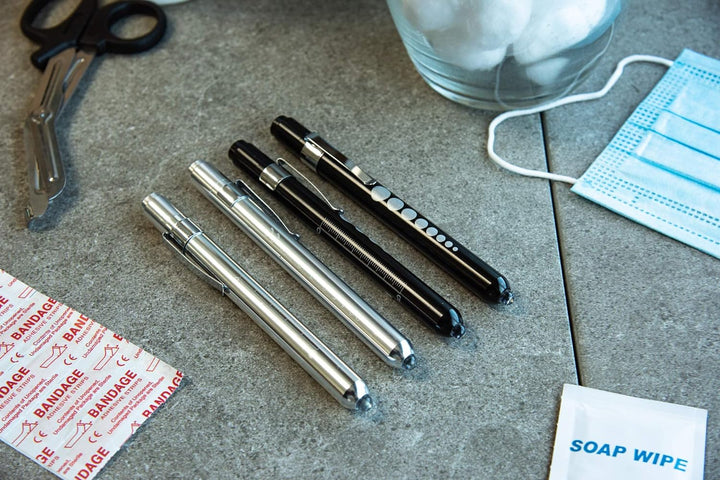 Medical Pen Light with Pupil Gauge, Batteries Included (4 Pack)