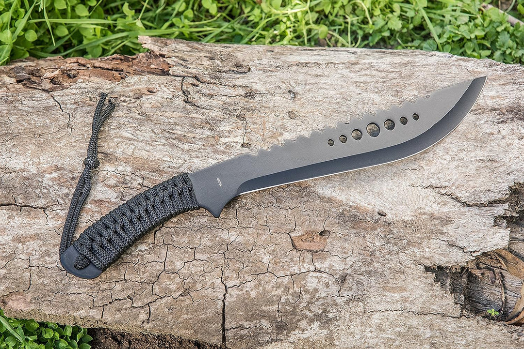 15-1/2" Black Stainless Steel Machete Recurved Blade