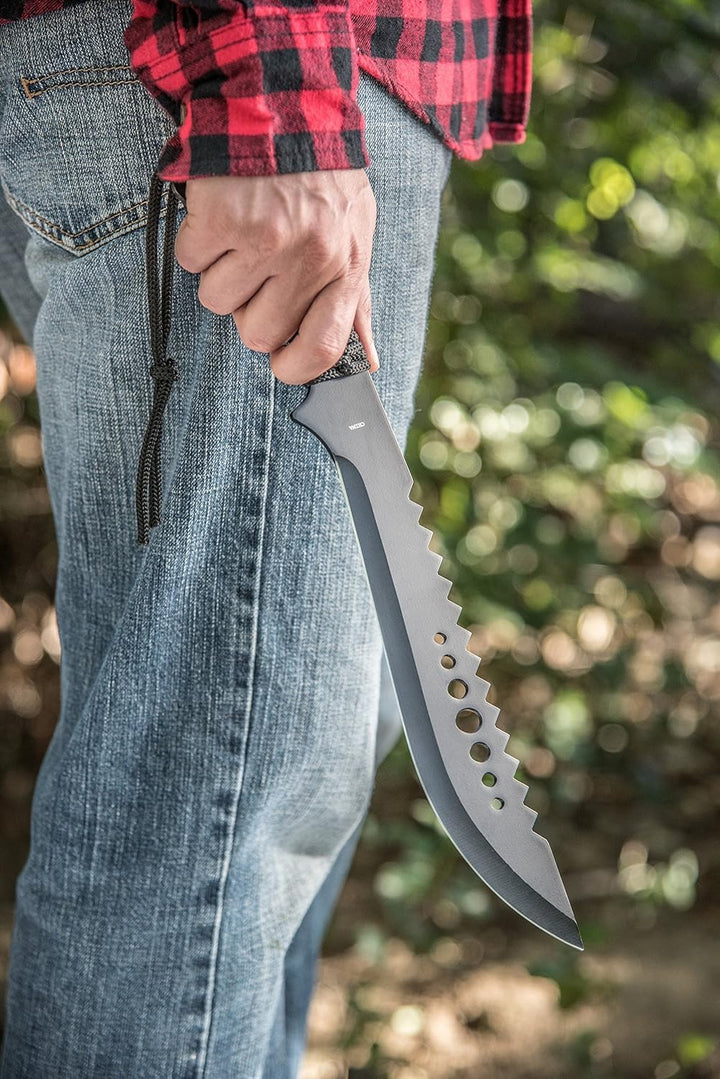 15-1/2" Black Stainless Steel Machete Recurved Blade