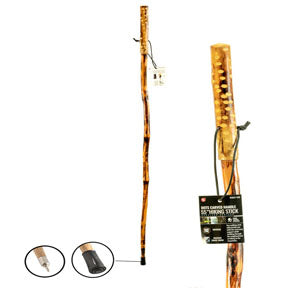 55" Carved Handle Wooden Hiking Stick w/ Spike Tip