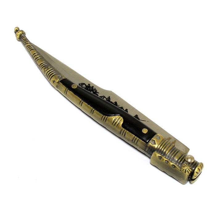 8.5" Mini Black and Gold Handle Thin Toothpick Folding Knife