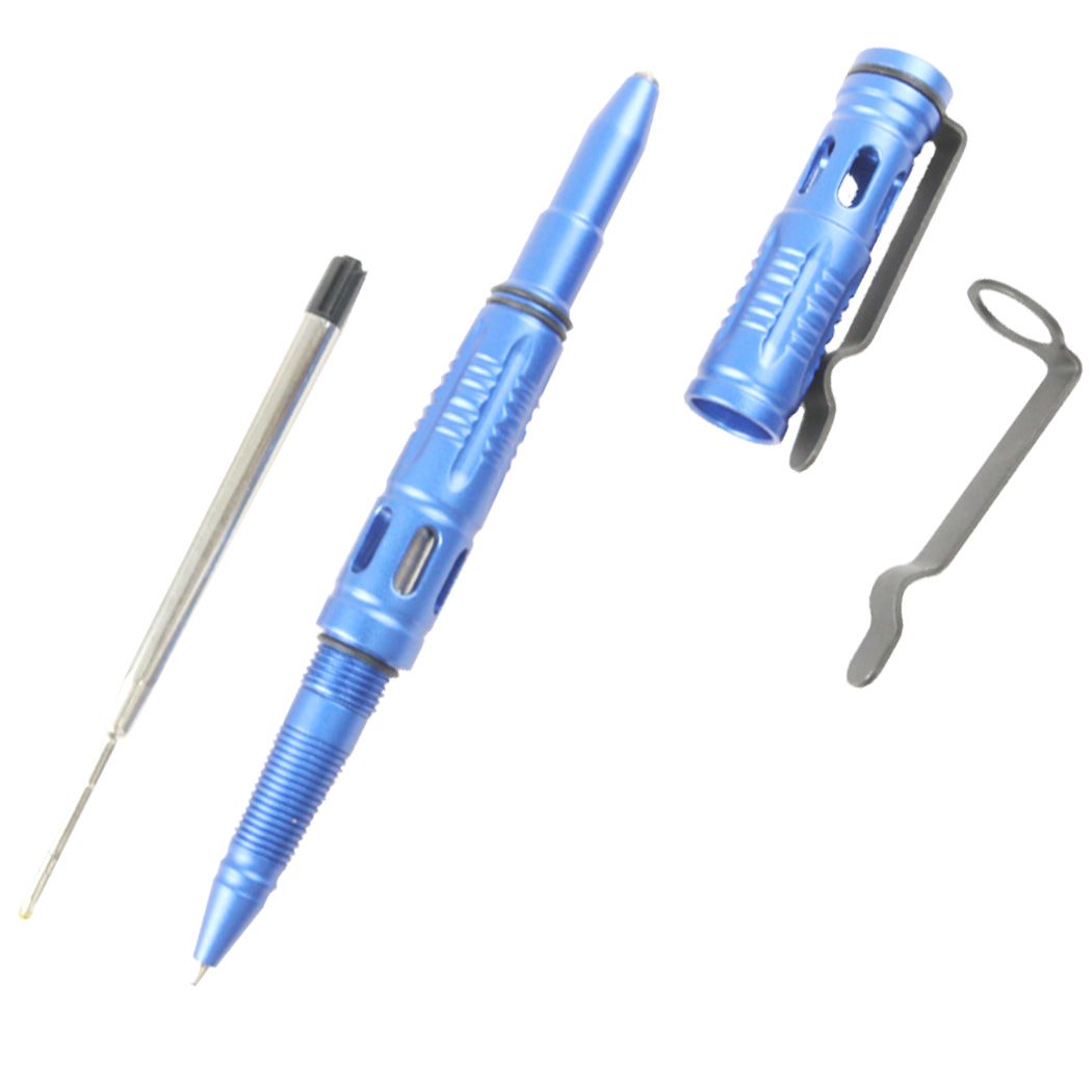 6" Blue Police Tactical Pen w/ Glass Breaker