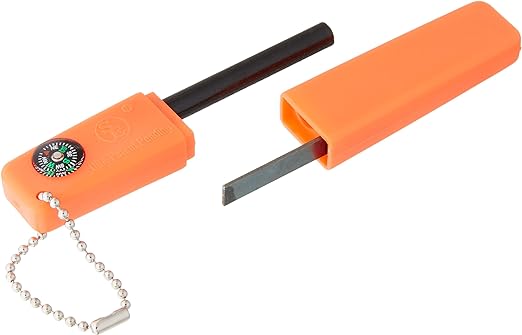 3 in 1 Fire Starter Flint Compass Whistle Lanyard