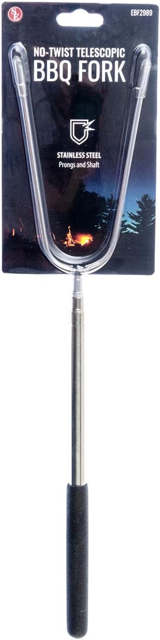 57" Telescopic No-Twist Stainless Steel BBQ Fork With Cushion Grip