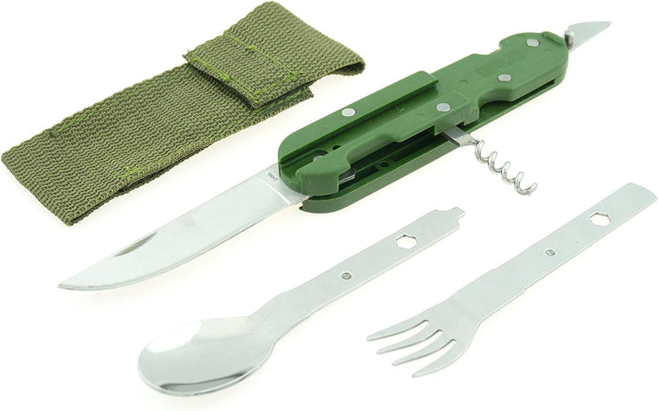 6-in-1 Multi-Function Camping Tool Plastic Body - Green