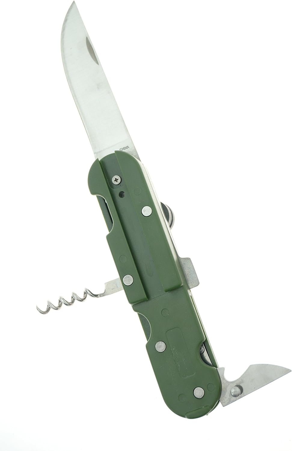 6-in-1 Multi-Function Camping Tool Plastic Body - Green