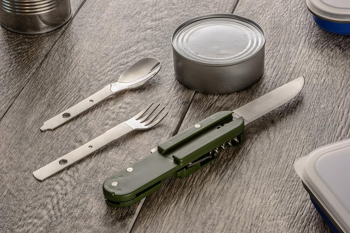 6-in-1 Multi-Function Camping Tool Plastic Body - Green