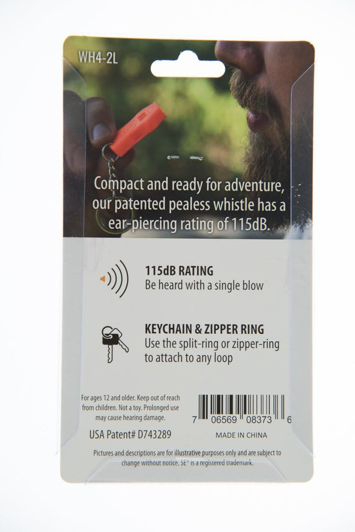 2 Piece Plastic Raptor Whistle with Key Chain & Zipper Ring