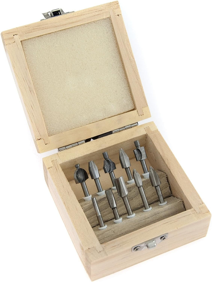 10-Piece Set of Mini Router Bits with Assorted Shapes