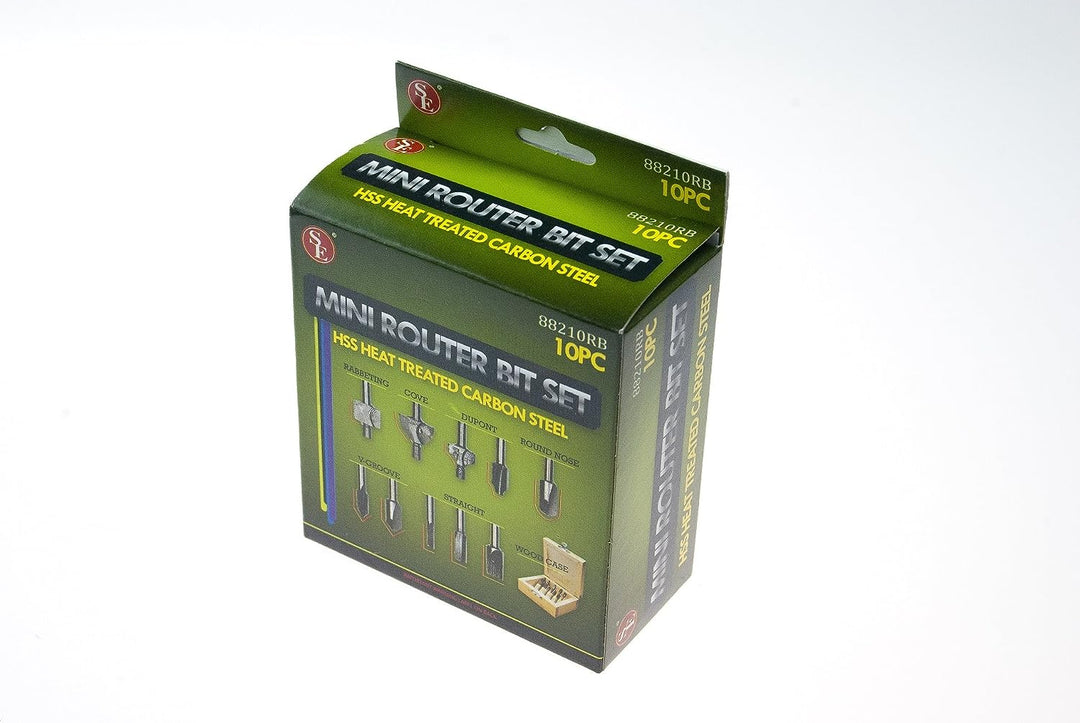 10-Piece Set of Mini Router Bits with Assorted Shapes