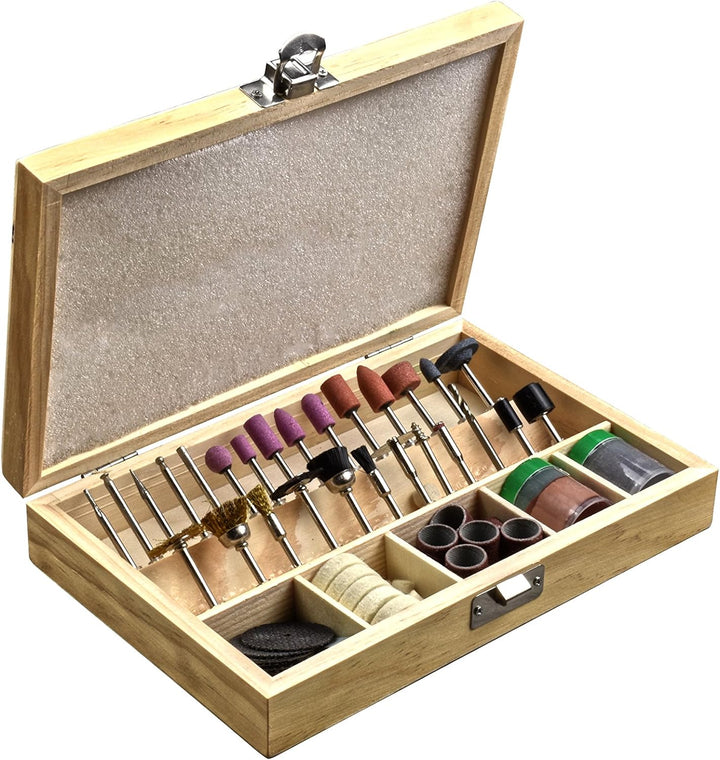 100-Piece Rotary Tool Accessories Kit in Wooden Box