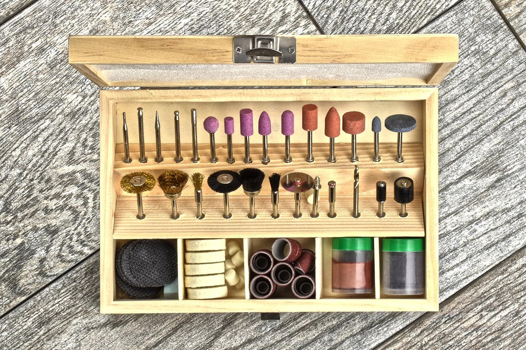 100-Piece Rotary Tool Accessories Kit in Wooden Box