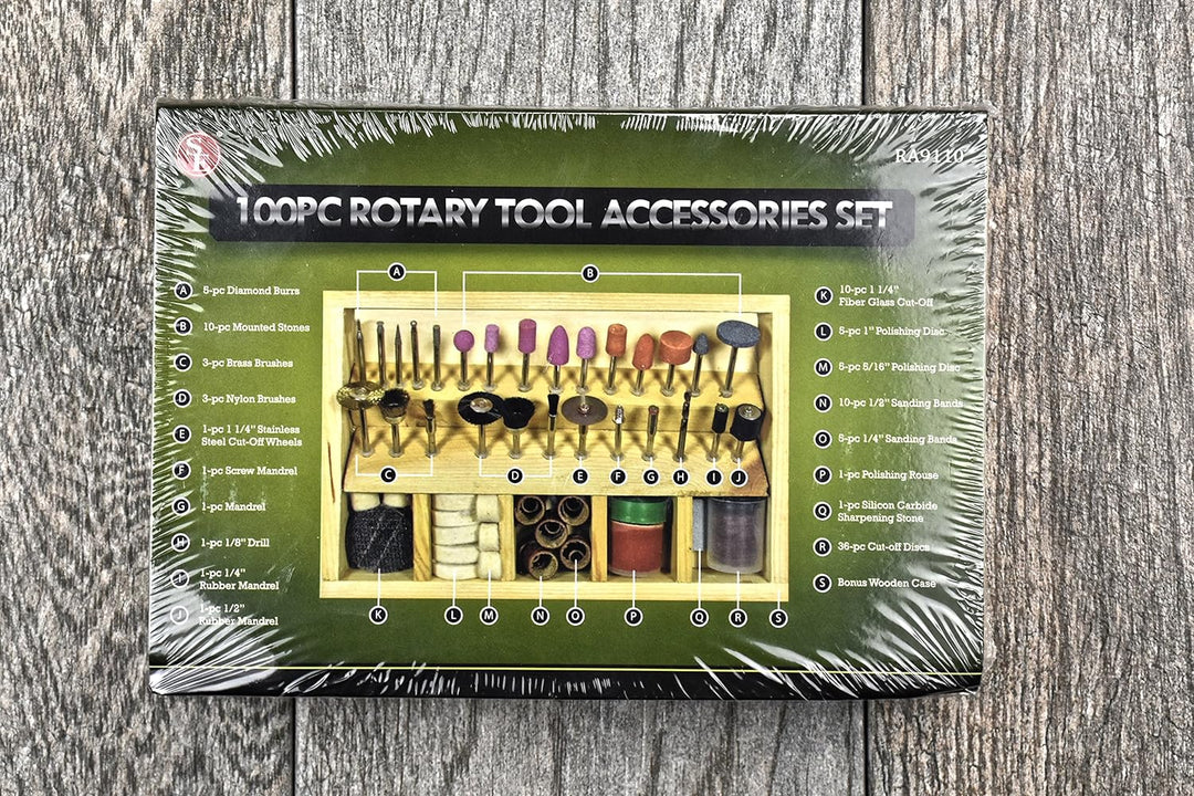 100-Piece Rotary Tool Accessories Kit in Wooden Box